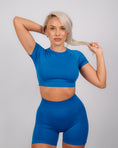 Încarcă imaginea în Gallery viewer, Define Short Sleeve Crop Top | Sapphire Blue