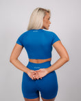 Încarcă imaginea în Gallery viewer, Define Short Sleeve Crop Top | Sapphire Blue