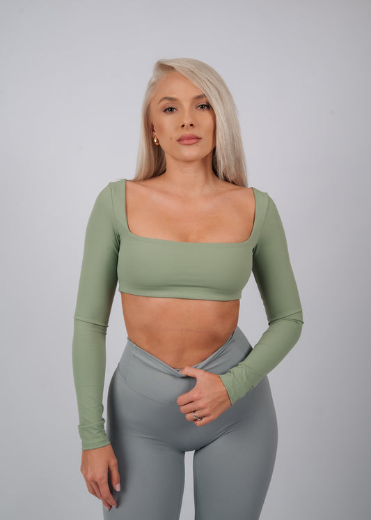 Inspire Long Sleeve Crop Top | Mint Green
