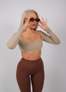 Inspire Long Sleeve Crop Top | Sand Beige