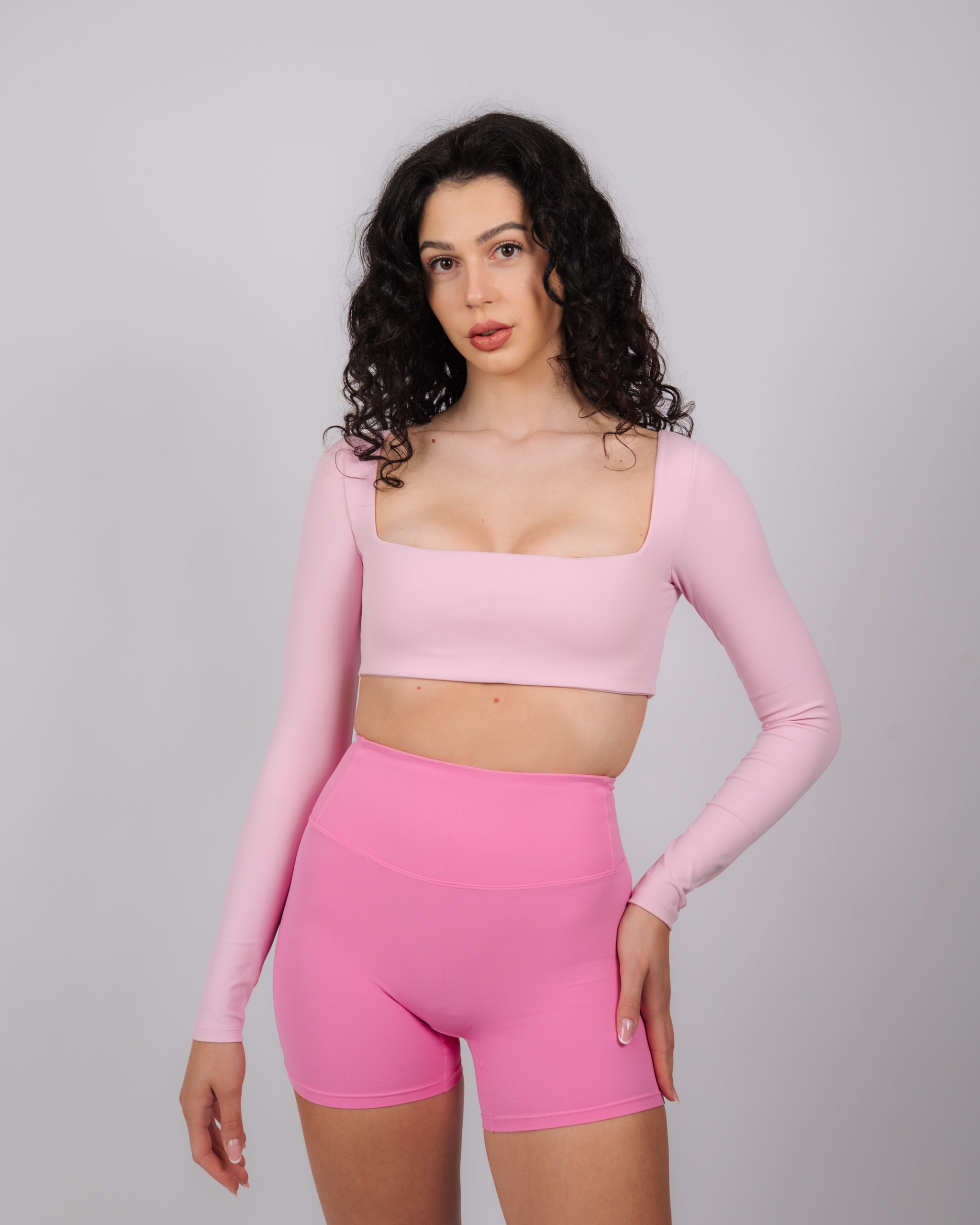 Inspire Long Sleeve Crop Top | Baby Pink