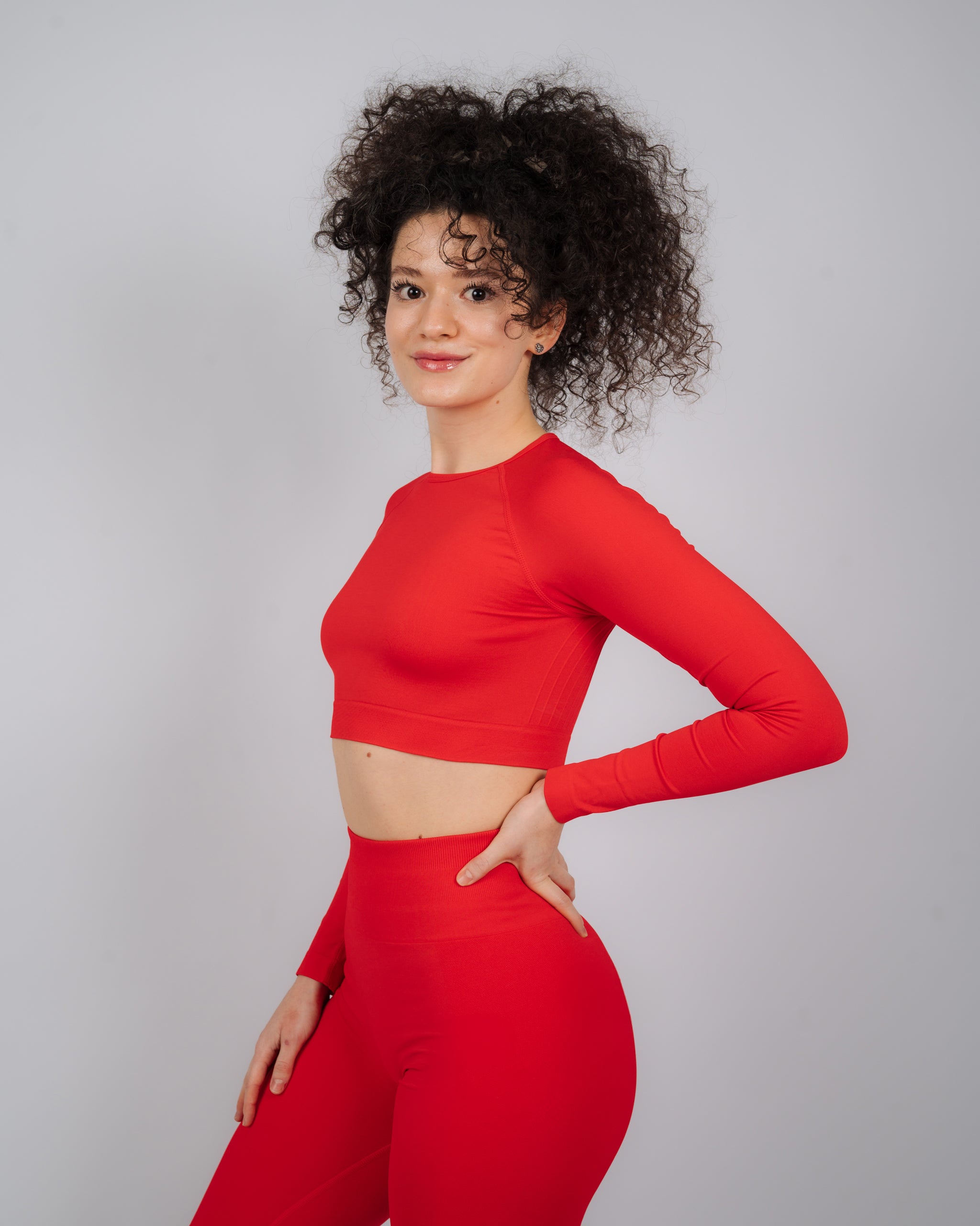 Define Long Sleeve Crop Top | Chilli Red