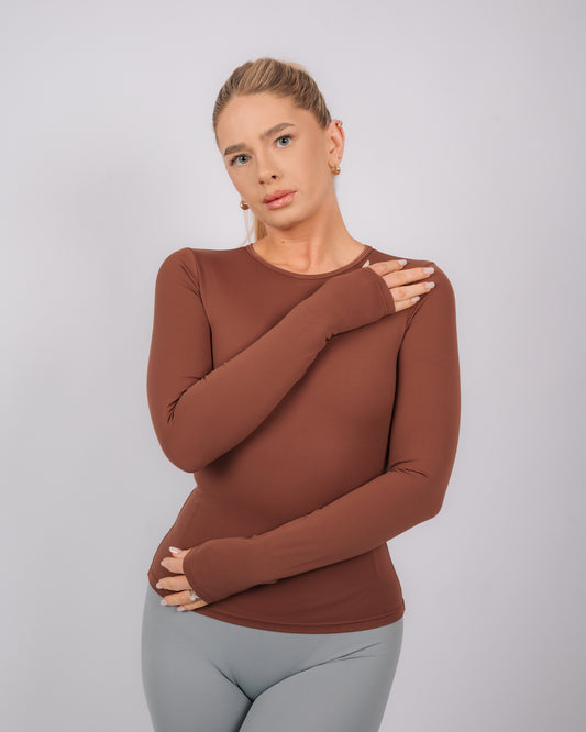 Inspire Long Sleeve Top | Chocolate Brown