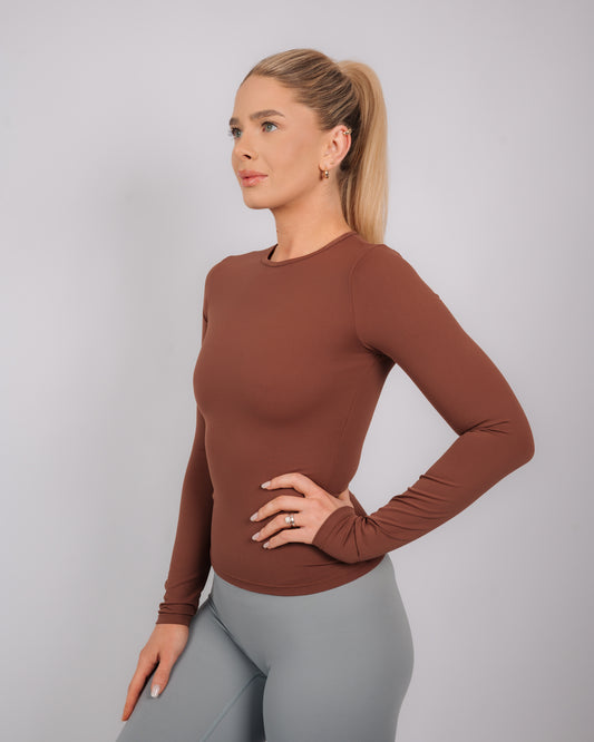 Inspire Long Sleeve Top | Chocolate Brown