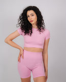 Define Short Sleeve Crop Top | Baby Pink