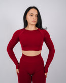 Define Long Sleeve Crop Top | Cherry Red