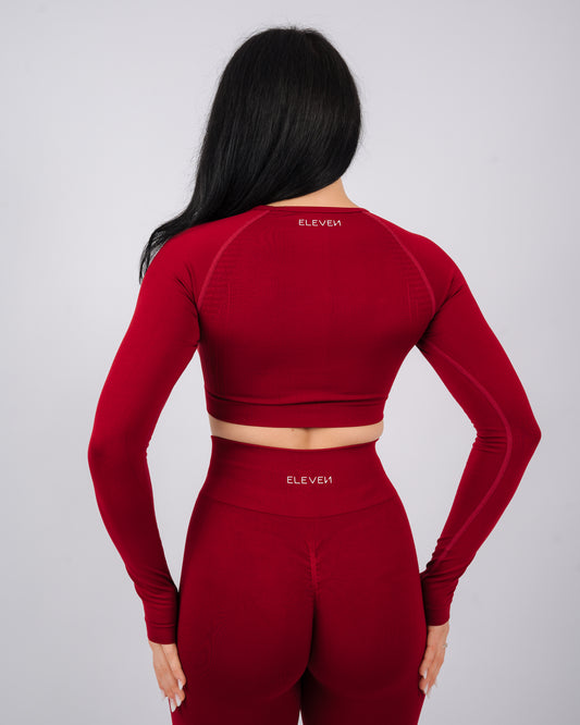 Define Long Sleeve Crop Top | Cherry Red