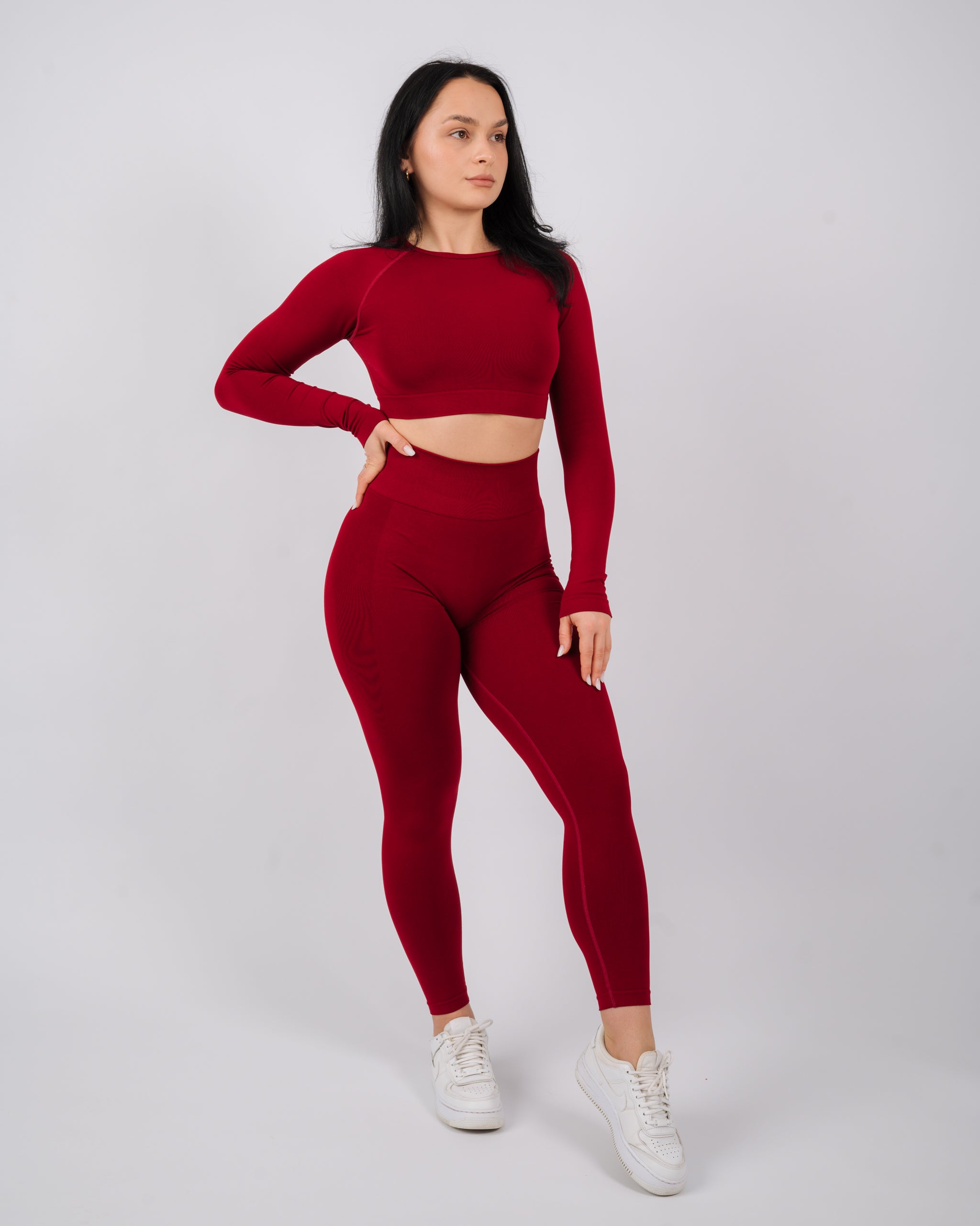 Define Long Sleeve Crop Top | Cherry Red