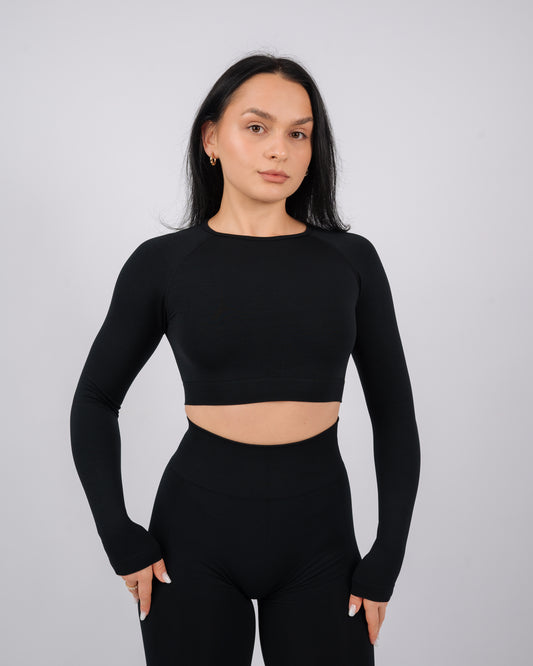 Define Long Sleeve Crop Top | Black