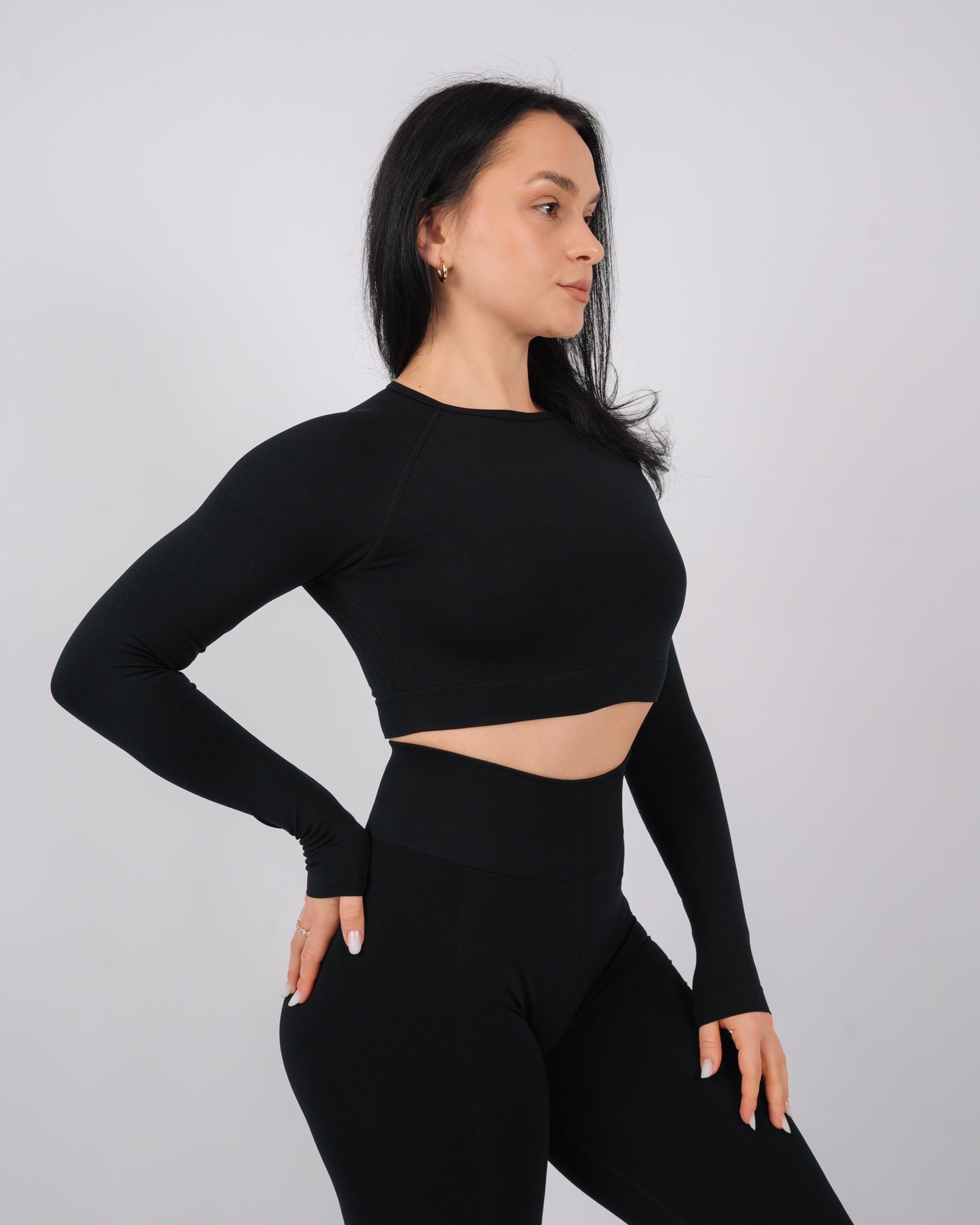 Define Long Sleeve Crop Top | Black