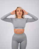 Define Long Sleeve Crop Top | Light Gray