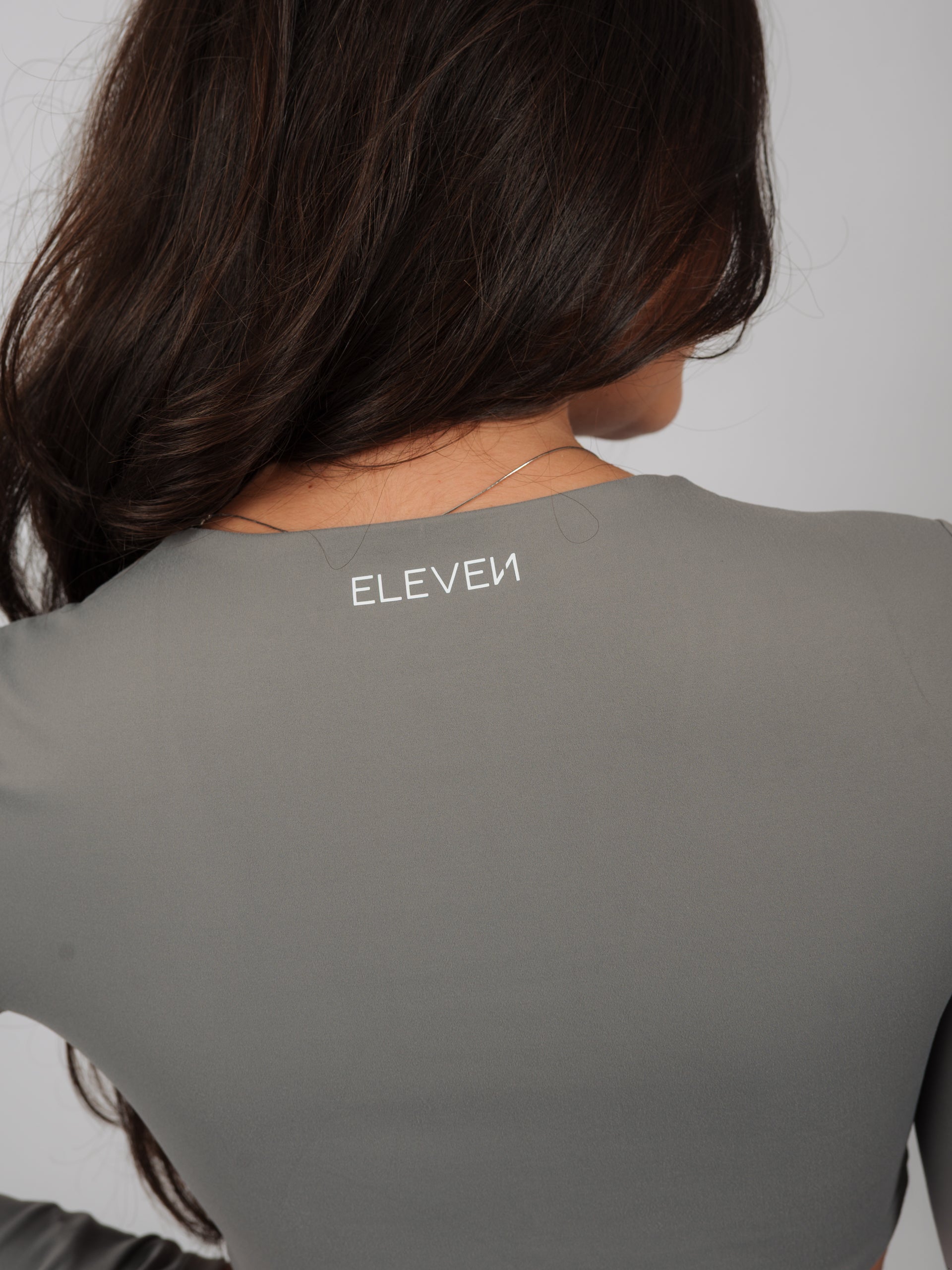 Inspire Long Sleeve Twist Crop Top | Stone Gray