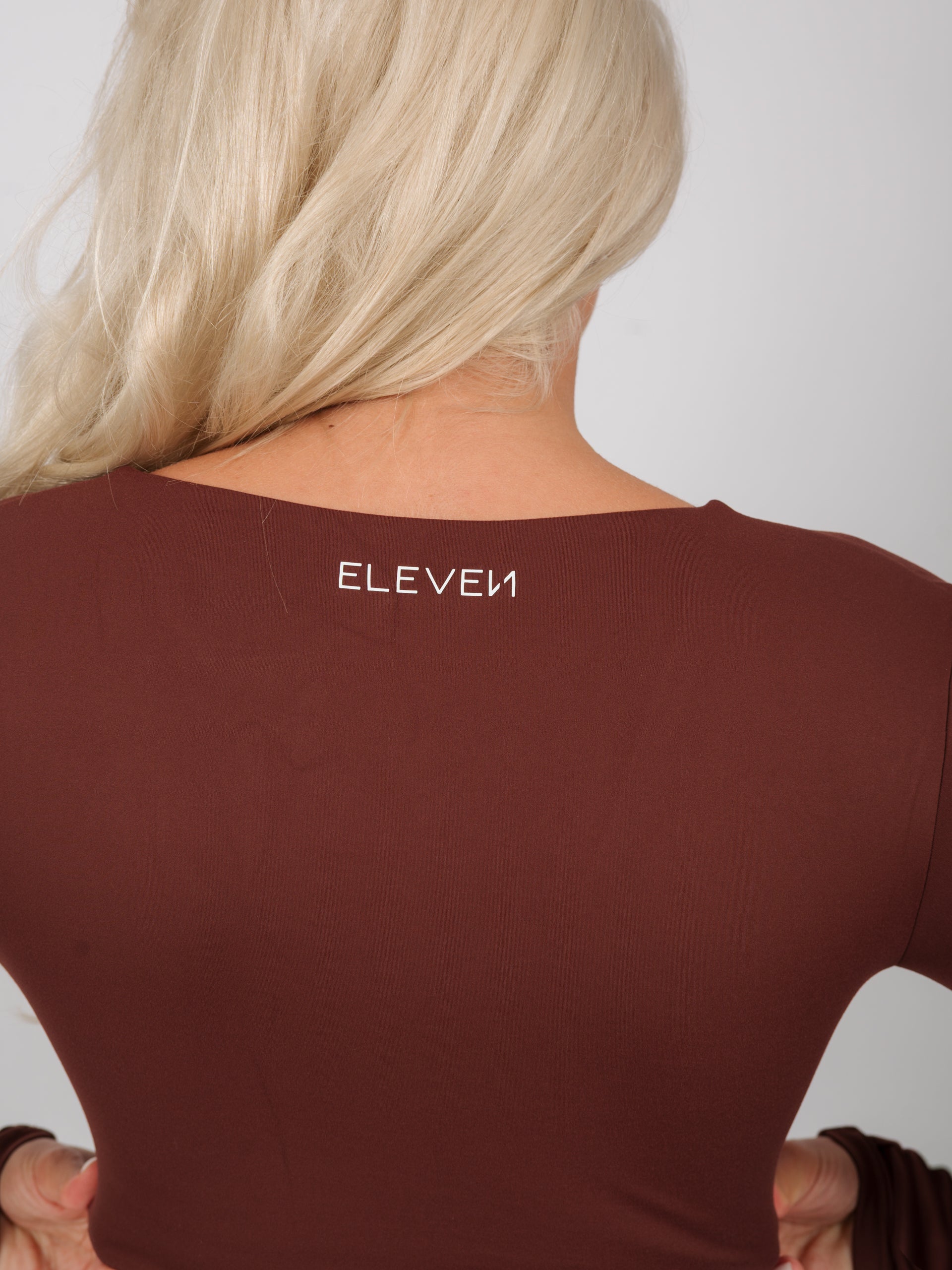 Inspire Long Sleeve Twist Crop Top | Coffee Brown